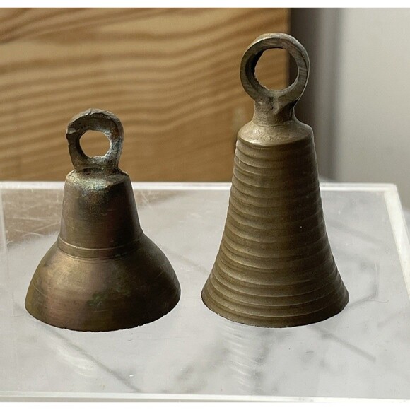 VTG Mid Century Modern 1950s’ HANDMADE BRASS BELLS MADE IN INDIA - Picture 3 of 10